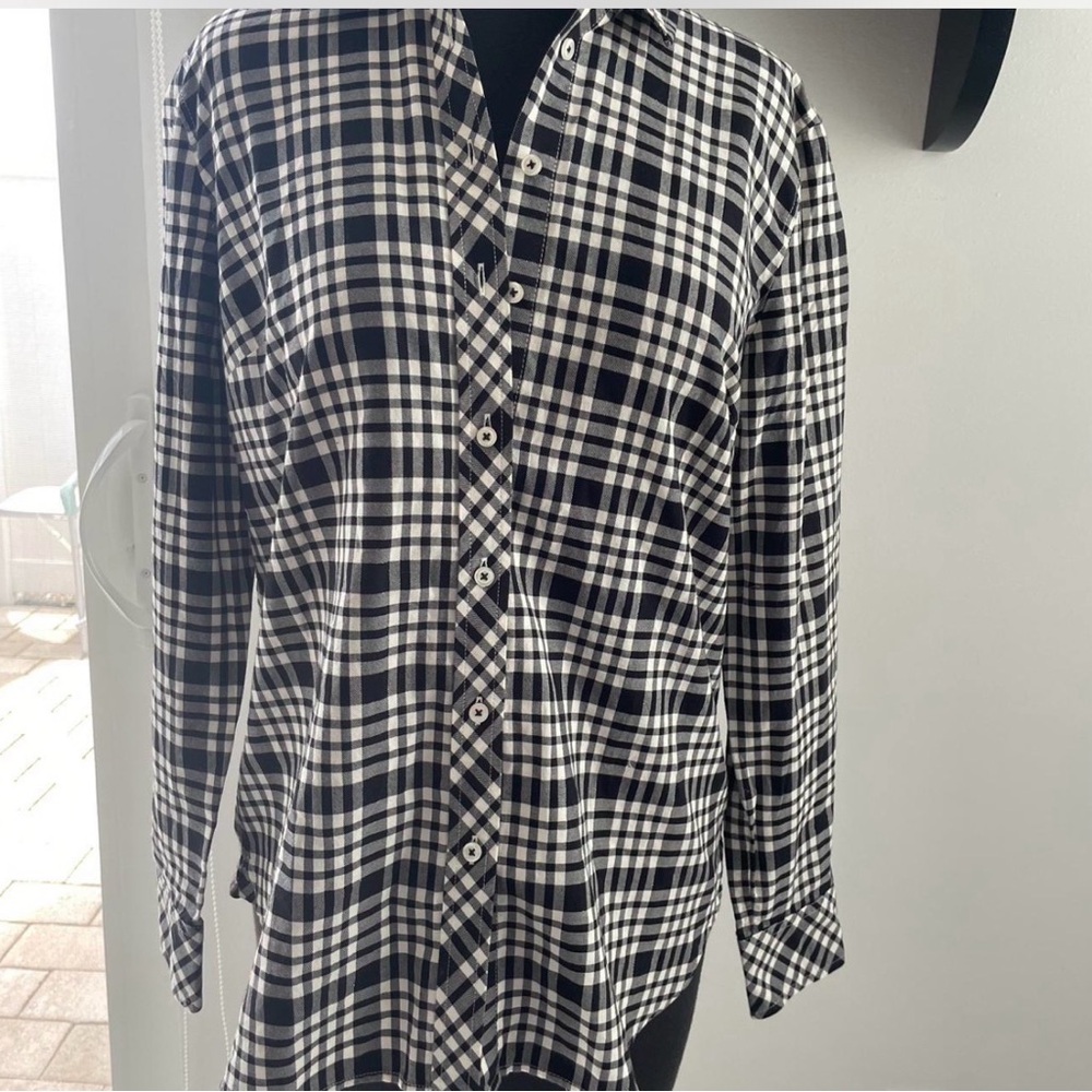 Talbots Black and White Plaid Shirt